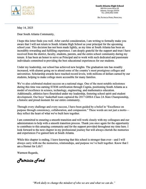 Community Letter May 14, 2025